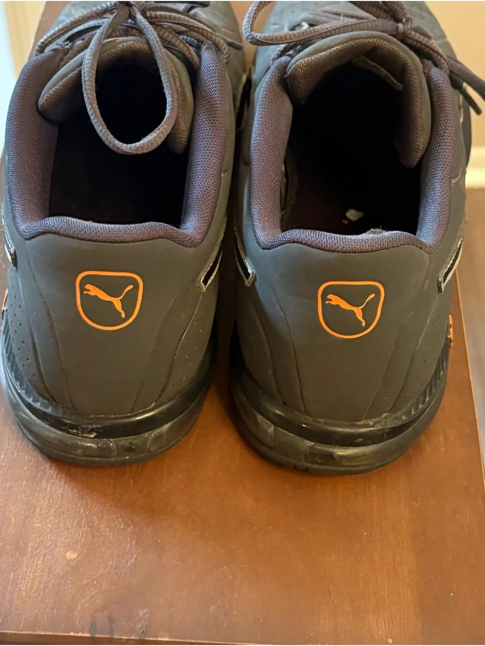 Puma Men's Dark Gray Athletic Sneakers with Orange Logo